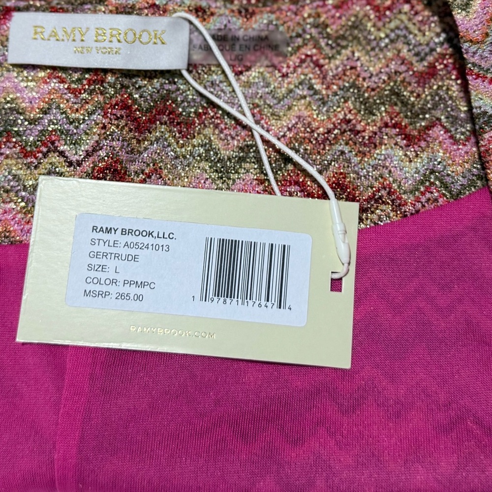 Ramy Brook NWT Shimmery Gertrude Chevron Sleeveless Tie Crop Top - Picture 5 of 8